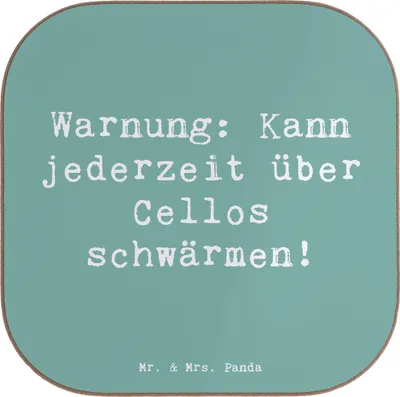 Produktbild von Mr. & Mrs. Panda Untersetzer für Gläser Spruch Cello Schwärmerei - Meeresbrise - Geschenk, gläseruntersetzer, Tassenuntersetzer, Instrument, Kammermusik, Coaster, Lernen