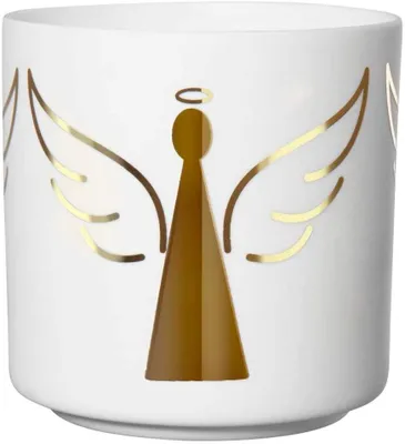 Produktbild von ASA Windlicht Engel zylindrisch weiss/gold 6,8 cm