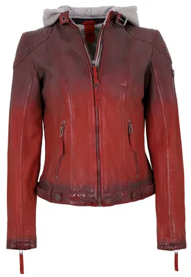 Produktbild von Gipsy - Damen Echtleder Lederjacke Kapuze Lammnappa rot