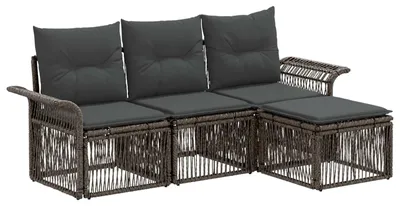 Productafbeelding van vidaXL Tuinset met 4 zitplaatsen, grijs, polyrotan