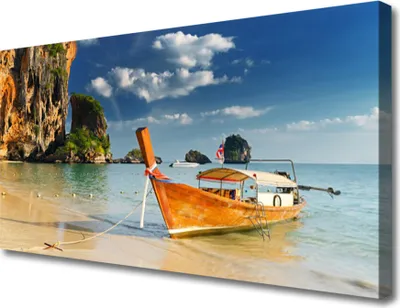 Produktbild von Tulup Leinwand-Bilder 100x50 Wandbild Canvas Kunstdruck Boot Meer Landschaft
