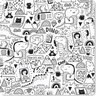 Produktbild von MuchoWow® Mauspad Mousepad Muster - Dinosaurier - Telefon 20x20 cm - Mousepads - Maus Mat - Pad - Mausunterlage - Desk Mat - Bureauartikeln