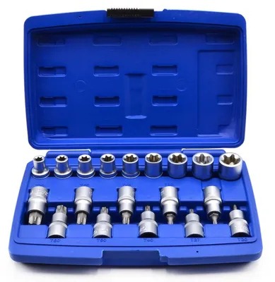 Obrázok produktu pre Sada nástrčných kľúčov - hlavíc a bitov Torx 1/2'', 19ks, Geko