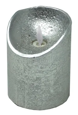 Produktbild von LED Stumpenkerze 10 cm silber mit Timer