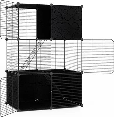 Produktbild von Großer 3-stöckiger Katzenkäfig mit Spielbereich, 74 x 47 x 110 cm