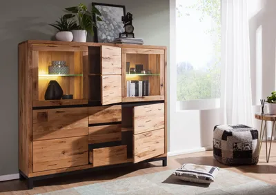 Produktbild von MASSIVMOEBEL24 Highboard Wildeiche 166x40x148 natur geölt VILLANDERS #107