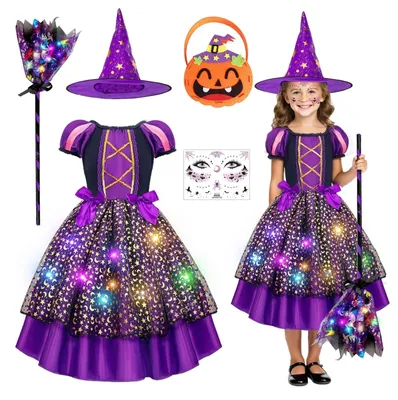 Produktbild von Hexenkostüm für Mädchen, Halloween-Kostüm, Kindergröße, für Karneval