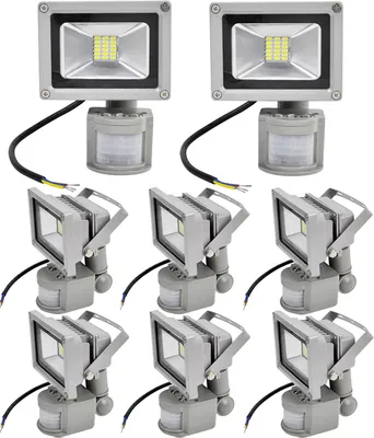 Produktbild von 8pcs 20W LED Fluter SMD Strahler mit PIR Bewegungsmelder,Greenmigo 120° Fluter IP65 Wasserdicht Aluminiumkörper Grau Kaltweiß