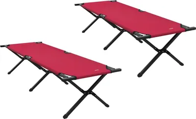 Productafbeelding van vidaXL Opklapbaar slaapbank voor camping, 2 stuks, rood, 193 x 69 x 45 cm