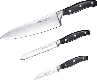 Produktbild von RÖSLE Messerset Pura rostfreier Stahl Silber 3er-Set Gemüse Koch und Universalmesser