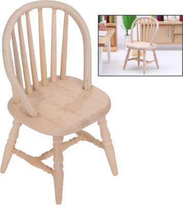 Image de Chaise de maison de poupée en bois à l'échelle 1:12, design simple, style moderne, meuble miniature de maison de poupée