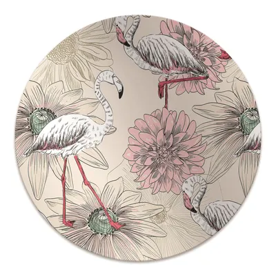 Produktbild von Rundmatte - Stuhlunterlage Bürostuhlunterlage - Rund Ø 100 cm - Bodenmatte - Fußmatte - Rosa Flamingo