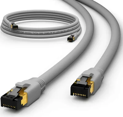 Produktbild von hb-digital Patchkabel CAT 8.1 Netzwerk Kabel 2m CAT8 LAN Kabel F/FTP LSZH grau