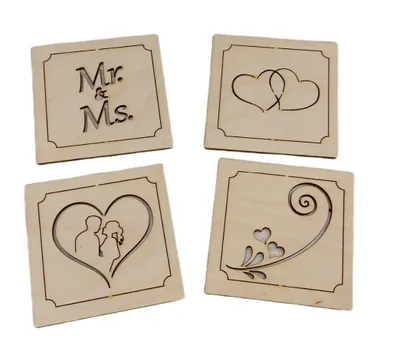 Produktbild von Untersetzer Hochzeit natur BxHxT 8x0,3x8cm NEU