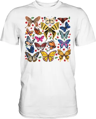 Produktbild von Bunte Schmetterlinge T-Shirt – White / 3XL