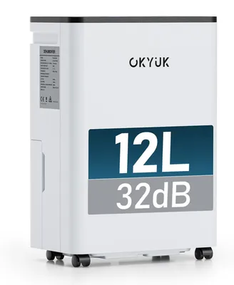 Luftentfeuchter 12 L, digital, 60 m², Auto-Stopp, für Bad & Schlafzimmer