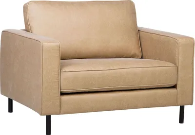 Produktbild von BELIANI Sessel Beige Polsterbezug Metall Lederoptik Dicke Sitzfläche Retro-Stil