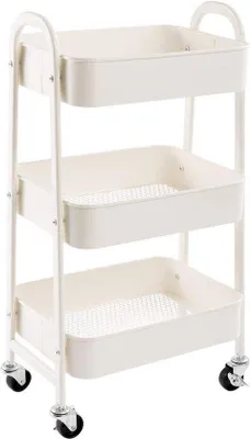 Produktbild von Dreistufiger Metallwagen mit Rädern, weiß, für Küche, Bad