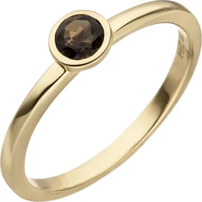 Produktbild von Gr. 52 Damen Ring 585 Gold Gelbgold 1 Rauchquarz Goldring