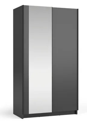 Image de Armoire à portes coulissantes Sofia, 2 portes, miroir (modèle au choix), noir, 100 cm
