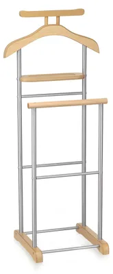Produktbild von Herrendiener MEDINA, Grau/Buche - Kleiderständer mit Hosenbügel und Sakkohalter, Stummer Diener mit Ablage für Schmuck oder Uhren, Kleiderablage Schlafzimmer, MDF/Metall
