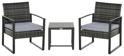 Immagine prodotto di Set di mobili da giardino in rattan – Set di mobili da esterno – Set per balcone – Set lounge – Rattan sintetico resistente agli agenti atmosferici – Con cuscini – Grigio