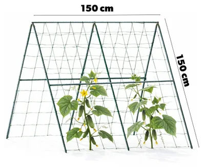 Image de Tiges de support pour plantes grimpantes avec treillis - Longueur : 150 cm - Diamètre : 11 mm - Lot de 9 pièces