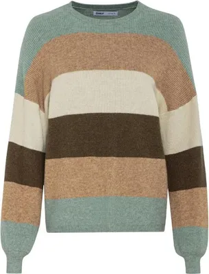 Produktbild von ONLY ONLATIA L/S STRIPE PULLOV KNT NOOS Hedge Green/W. Toasted Coconut/Pumi S