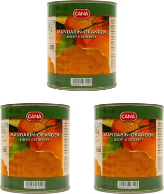 Produktbild von CANA Mandarin-Orangen geschält kernlos 3 Dosen Füllm 800g ATG 480g