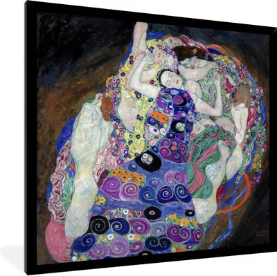 Produktbild von MuchoWow® Gerahmtes Poster Die Jungfrau - Gustav Klimt 40x40 cm - Poster mit Schwarzem Bilderrahmen Wandposter Rahmen Foto Bilder - Mit Rahmen - Wanddekoration Schlafzimmer