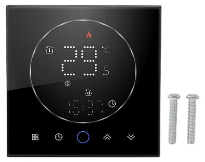 Obrázek produktu pro Bezdrátový inteligentní termostat pro domácnost, přesný programovatelný nástěnný kotel, AC95-240 V, čtvercový, černý