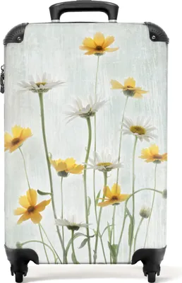 Produktbild von NoBoringSuitcases.com® Koffer Handgepäck Trolley Rollkoffer Kleine Reisekoffer mit 4 Rollen - Blumen - Gelb - Pflanzen - Stilleben - Cabin Size < 55x40x23 cm & 55x40x20 cm - Fotokoffer - Kabinenkoffer - BoardgepäckHandgepäck Koffer 55x35x20 cm, 36L,