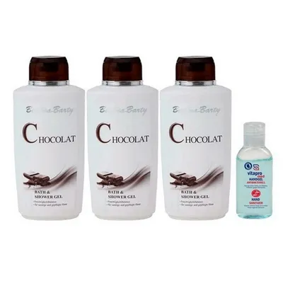 Produktbild von Bettina Barty Chocolat Bath- & Shower Gel 3x500 ml + Gratis Hygiene Handgel inklusive Gratis Vitapro Antibakteriell Handgel 50 ml