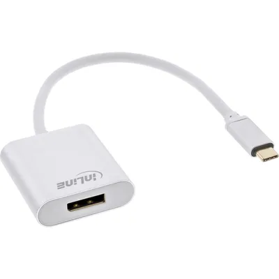 Image de InLine® 64102S Convertisseur USB écran, USB type-C mâle vers DisplayPort femelle (DP Alt Mode), 4K2K, argent, 0.2m