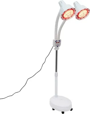 Immagine prodotto di Lampada termica a infrarossi a doppia testa, regolabile in altezza, con telecomando per un maggiore comfort, BIANCO, BIANCO