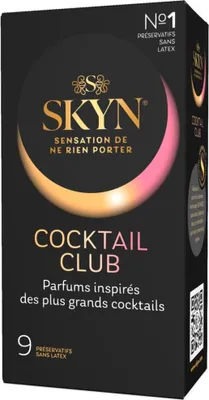 Produktbild von Skyn Kondome Cocktail Club 9 Stück latexfrei ultradünn mit Aromen Nennbreite 53 mm
