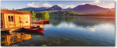 Produktbild von Tulup® Glas-Bild Wandbild aus Glas - 125x50 - Wandkunst - Wandbild hinter gehärtetem Sicherheitsglas - Dekorative Wand für Küche & Wohnzimmer - Landschaften - See in den Bergen - Blau