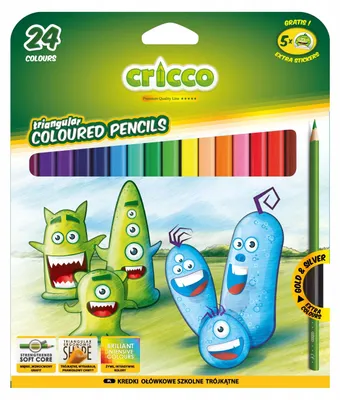 Produktbild von Cricco Dreieckige Buntstifte 24 Farben für Kinder