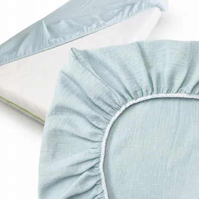 Image de Drap housse bébé Plumeri mousseline coton 60x120cm