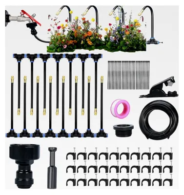 Produktbild von Bewässerungssystem für den Garten, Nebelsprüher, verstellbares 360-Grad automatisches Sprühdüsen-Set für Blumenbeete, Bäume, Rasen und Terrasse