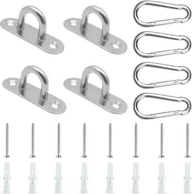 Imagen del producto de Ganchos con tornillo de acero inoxidable, juego de 4 unidades, para hamacas de yoga