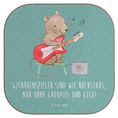 Produktbild von Mr. & Mrs. Panda Untersetzer für Gläser Gitarre Helden - Meeresbrise - Geschenk, Tischuntersetzer, Tasse, Musiker, Liebe, Musik, Abenteuer, Lernen, Holzuntersetzer, Glas