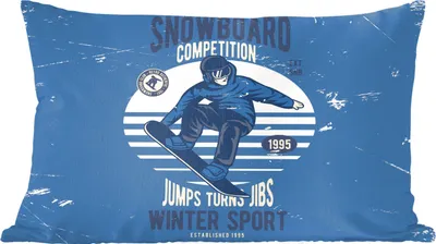 Produktbild von MuchoWow® Zierkissen Sofakissen Wohnzimmer Dekokissen 60x40 cm Snowboard - Mann - Vintage - Kopfkissen - Polster mit Foto