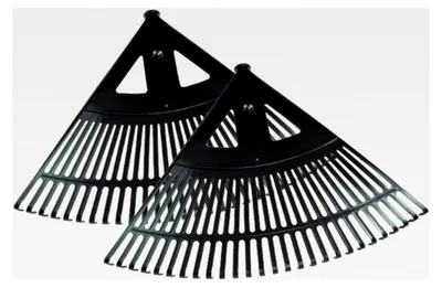 Produktbild von 2 Stück Gartenrechen, Extra Breit, Schwarz, Laubbesen aus Kunststoff, 58 cm Breite, 27 Zinken