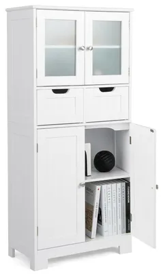 Produktbild von Badezimmerschrank 4 Türen 60 x 30 x 128 cm Weiß MDF