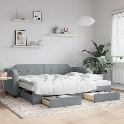 Immagine prodotto di Letto da giorno allungabile con cassetti Tessuto grigio chiaro 100x200 cm