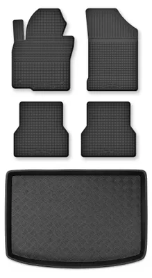 Image de Tapis en caoutchouc + bac de coffre pour MG ZS II 2024- (plancher réglable) – 5 pièces, noirs, semi-universel, adapté