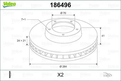Produktbild von 2x VALEO Bremsscheibe 186496 vorne für OPEL Calibra A (C89) Vectra A CC (J89)