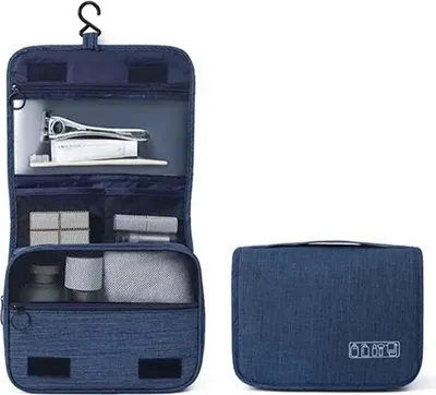 Produktbild von STILVORA Kulturbeutel, Große Kulturtasche mit Haken, Wasserdicht, Multifunktional, Reise- und Badezimmer-Organizer für Damen und Herren, Praktisch und Geräumig, Blau
