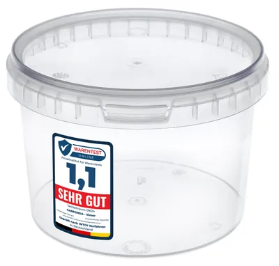 Aufbewahrungseimer 0,5 L mit Deckel, transparent, PP